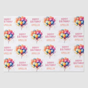 Farbenfrohe Luftballons Kinder Glücklicher Geburts Seidenpapier