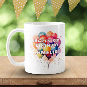Farbenfrohe Luftballons Kinder Happy Birthday Kaffeetasse