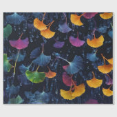 Farbenfrohe Luminogramm-Ginkgo-Blätter Geschenkpapier (Flach)