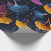 Farbenfrohe Luminogramm-Ginkgo-Blätter Geschenkpapier (Ecke)