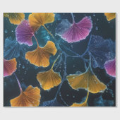 Farbenfrohe Luminogramm-Ginkgo-Blätter Geschenkpapier (Flach)