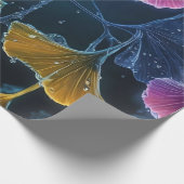 Farbenfrohe Luminogramm-Ginkgo-Blätter Geschenkpapier (Ecke)