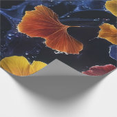 Farbenfrohe Luminogramm-Ginkgo-Blätter Geschenkpapier (Ecke)