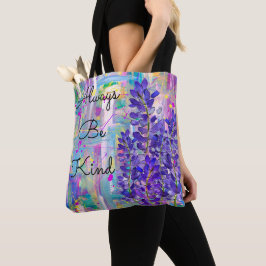 Farbenfrohe Lupine-Blume mit Words Tote Bag Tasche