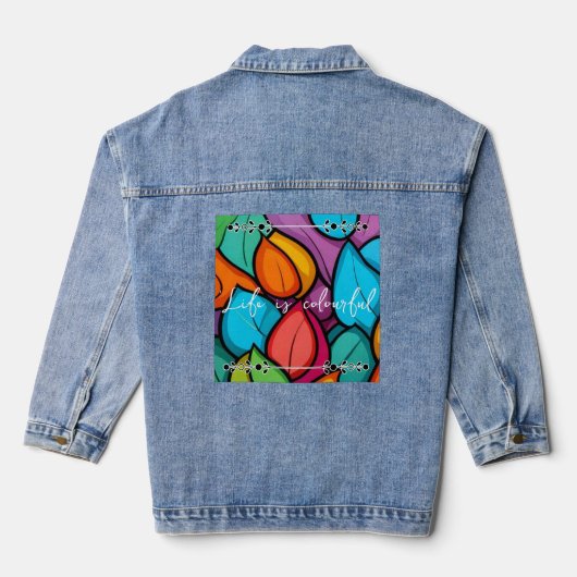 Farbenfrohe lustige Jeansjacke (Rückseite)