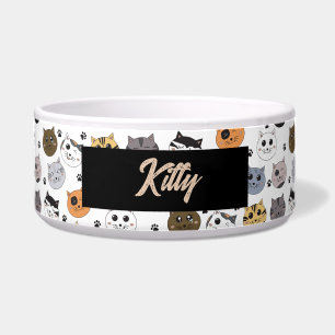 Farbenfrohe lustige Katzen & Pfoten Muster Napf