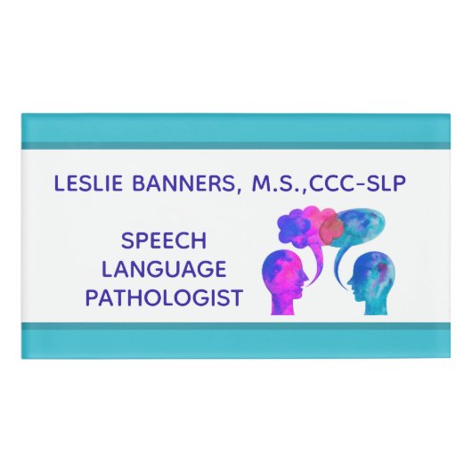 Farbenfrohe, lustige SLP Namenschild (Vorderseite)