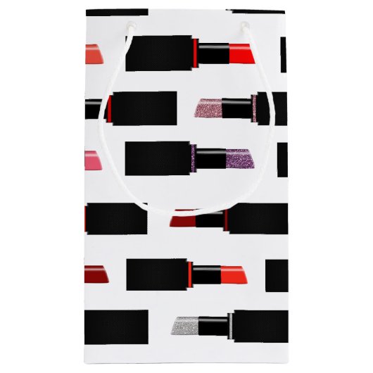 Farbenfrohe Lux Lipstick Makeup Kosmetikmuster Kleine Geschenktüte (Rückseite)