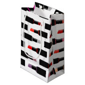Farbenfrohe Lux Lipstick Makeup Kosmetikmuster Kleine Geschenktüte (Vorderseite Schrägansicht)