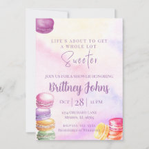 Farbenfrohe Macaron Inspirierte Dusche Einladung