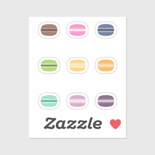 Farbenfrohe Macaron Set Stickers Aufkleber (Blatt)