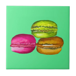 Farbenfrohe Macarons Aquarellkunst funky Fliese