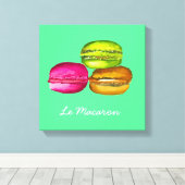 Farbenfrohe Macarons Aquarellkunst funky Leinwanddruck (Insitu (Holzboden))