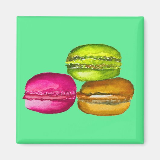 Farbenfrohe Macarons Aquarellkunst funky Magnet (Vorne)