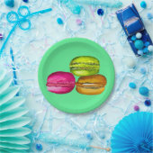 Farbenfrohe Macarons Aquarellkunst funky Pappteller (Party)