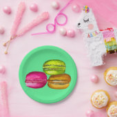 Farbenfrohe Macarons Aquarellkunst funky Pappteller (Party)