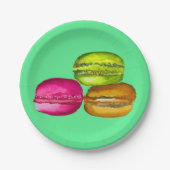 Farbenfrohe Macarons Aquarellkunst funky Pappteller (Vorderseite)