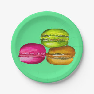 Farbenfrohe Macarons Aquarellkunst funky Pappteller