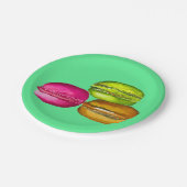 Farbenfrohe Macarons Aquarellkunst funky Pappteller (Schrägansicht)
