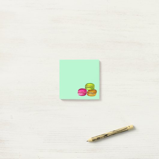 Farbenfrohe Macarons Aquarellkunst funky Post-it Klebezettel (Auf Schreibtisch)