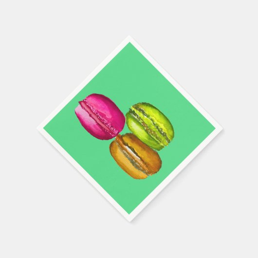 Farbenfrohe Macarons Aquarellkunst funky Serviette (Ecke)