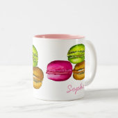 Farbenfrohe Macarons Aquarellkunst funky Zweifarbige Tasse (VorderseiteRechts)