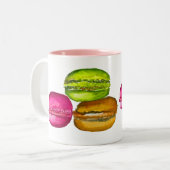 Farbenfrohe Macarons Aquarellkunst funky Zweifarbige Tasse (Vorderseite Links)