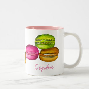 Farbenfrohe Macarons Aquarellkunst funky Zweifarbige Tasse