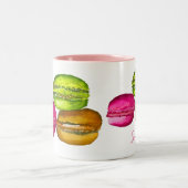 Farbenfrohe Macarons Aquarellkunst funky Zweifarbige Tasse (Mittel)