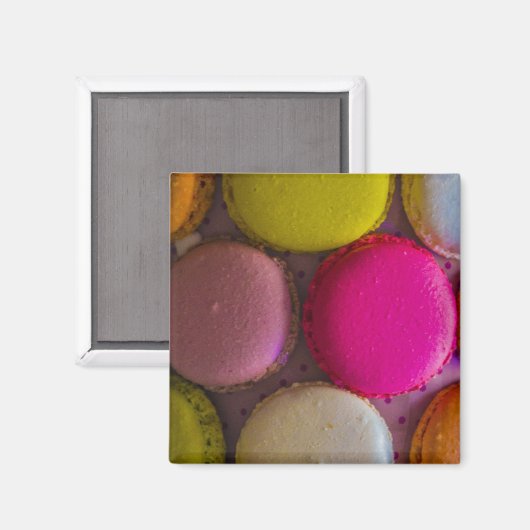 Farbenfrohe Macarons Geschmackvoll gebackenes Dess Magnet (Vorderseite/Rückseite)