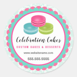 Farbenfrohe Macarons Scalloped Banner Bäckerei Runder Aufkleber