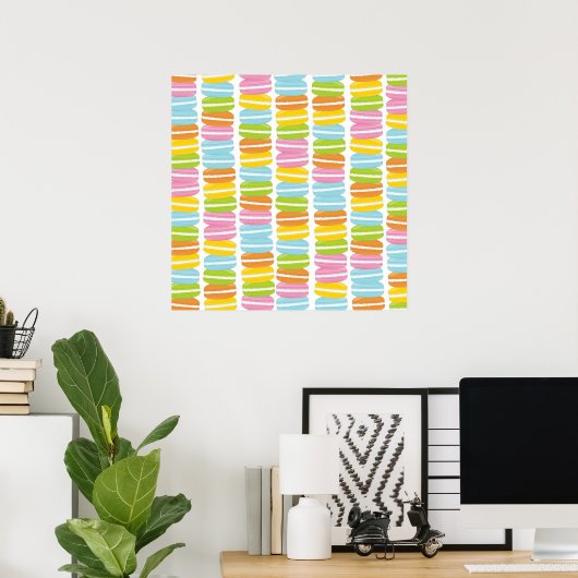 Farbenfrohe Macarons Stack Pattern Poster (Heimbüro)