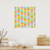 Farbenfrohe Macarons Stack Pattern Poster (Küche)