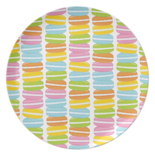 Farbenfrohe Macarons Stack Pattern Teller (Vorderseite)