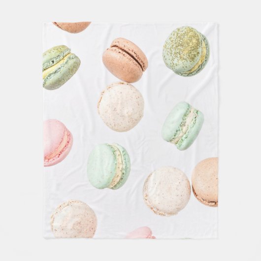Farbenfrohe Macarons: Süß fallendes Muster. Fleecedecke (Vorderseite)