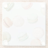 Farbenfrohe Macarons: Süß fallendes Muster. Glasuntersetzer (Rückseite)
