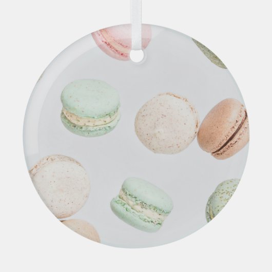 Farbenfrohe Macarons: Süß fallendes Muster. Ornament Aus Glas (Vorderseite)