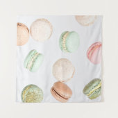 Farbenfrohe Macarons: Süß fallendes Muster. Wandteppich (Vorderseite (Horizontal))
