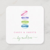 Farbenfrohe Macarons Süßigkeiten Qr Code Modernes Quadratische Visitenkarte (Vorderseite)