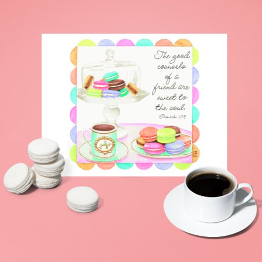 Farbenfrohe Macarons Sweet Friend Inspiration Postkarte