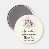 Farbenfrohe Macarons und Blume Wasserfarbe Geburts Magnet (Vorderseite/Rückseite)