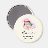 Farbenfrohe Macarons und Blume Wasserfarbe Geburts Magnet (Vorderseite/Rückseite)