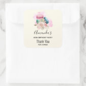 Farbenfrohe Macarons und Blume Wasserfarbe Geburts Quadratischer Aufkleber (Tasche)