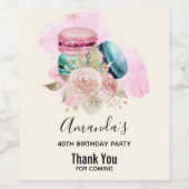 Farbenfrohe Macarons und Blume Wasserfarbe Geburts Weinetikett (Einzelnes Label)
