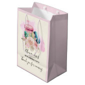 Farbenfrohe Macarons und Blume Wasserfarbe Vielen  Mittlere Geschenktüte (Rückseite Schrägansicht)