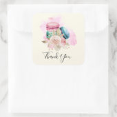 Farbenfrohe Macarons und Blume Wasserfarbe Vielen  Quadratischer Aufkleber (Tasche)