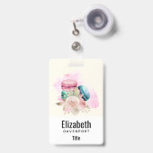 Farbenfrohe Macarons und Blume Wasserfarben Ausweis (Vorderseite mit Ausziehbar)