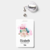 Farbenfrohe Macarons und Blume Wasserfarben Ausweis (Rückseite mit Ausziehbar)