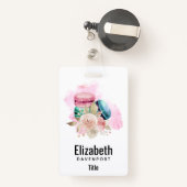 Farbenfrohe Macarons und Blume Wasserfarben Ausweis (Rückseite mit Rechteck)