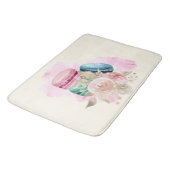 Farbenfrohe Macarons und Blume Wasserfarben Badematte (Schrägansicht)